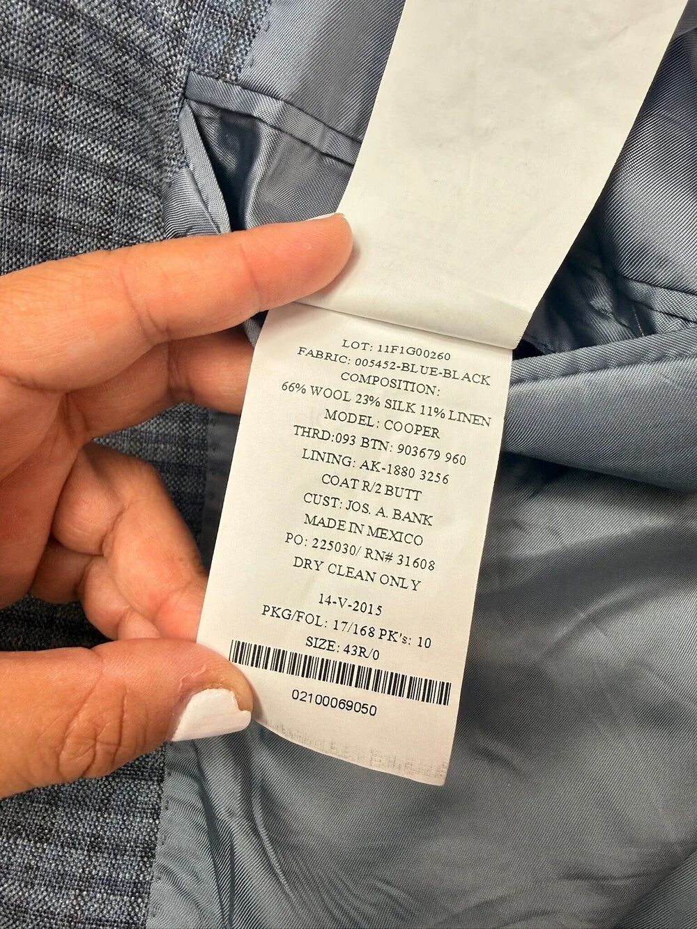 JoS. A. Bank Signature Wool Silk Linen Plaid Sport Coat 43R